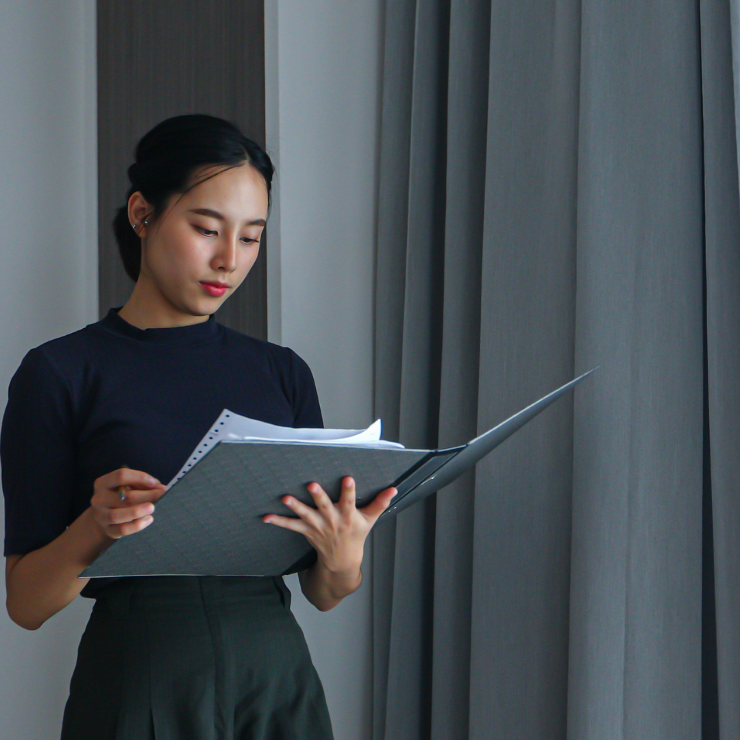 lawyer reviewing file